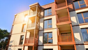 New apartment building Residential area with modern apartment building